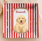 A1 background option featuring a square Golden Retriever Ceramic Trinket Dish with red stripes and gold stars.