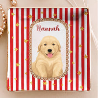 Golden Retriever Ceramic Trinket Dish Personalized Dog Lover Jewelry Tray Plaid Ring Dish Catchall Gift for Dog Mom