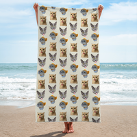 RodyThread Custom Pet Face Pattern Beach Towel For Dog Moms Preppy Aesthetic Sage Green Microfiber Personalized Puppy Portrait Pool Blanket Summer Vacation Essentials Funny Personalized Gift For Animal Lovers Custom Pet Patern Beach Towel