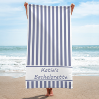 RodyThread Custom Name Striped Beach Towel For Women Bride And Bridesmaids Preppy Coastal Cabana Blue And White Pool Towel Vacation Gift Personalized Color Bachelorette Party Favors Summer Beach Girls Trip Accessories Decor