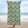 RodyThread Custom Pet Face Pattern Beach Towel For Dog Moms Preppy Aesthetic Sage Green Microfiber Personalized Puppy Portrait Pool Blanket Summer Vacation Essentials Funny Personalized Gift For Animal Lovers Custom Pet Patern Beach Towel