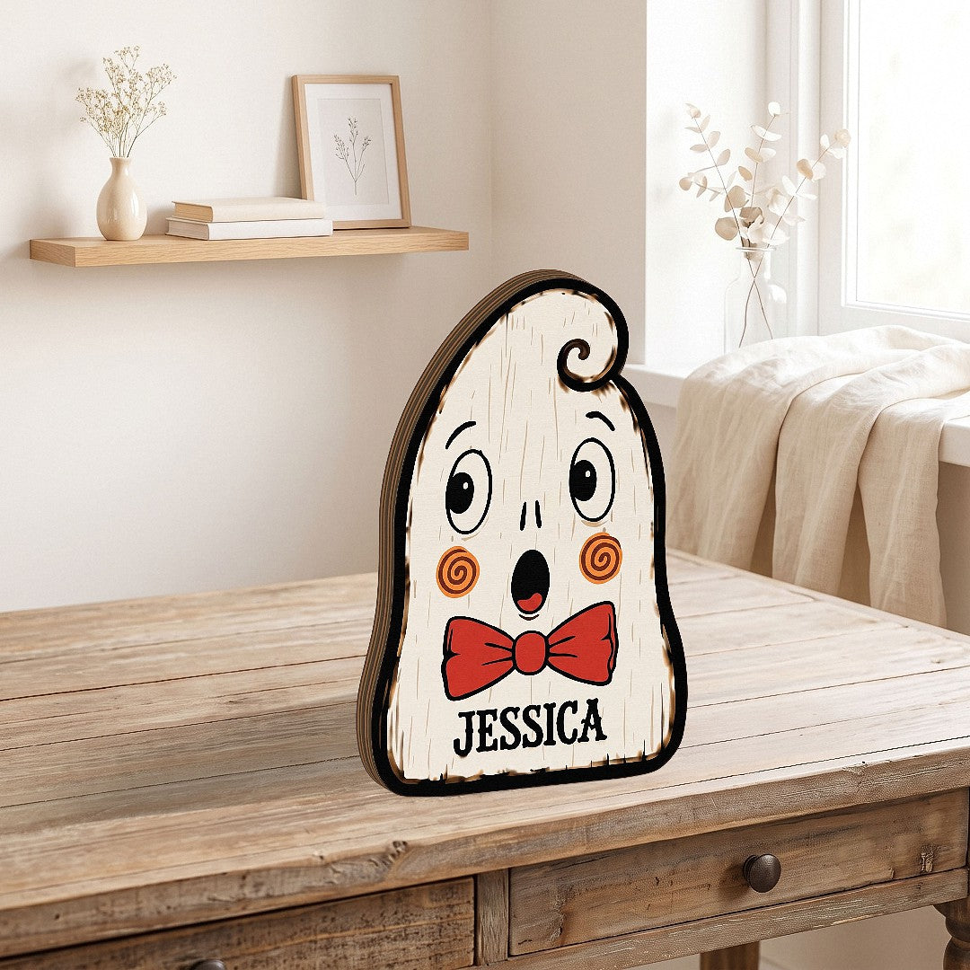 Vintage Halloween Wooden Block Decor, Movie Halloween Characters Retro Wooden Block for Shelf Decor, Custom Name, Mini Halloween Block, Rustic Halloween Family Gift AST-8703-6971