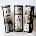 RodyThread Custom Personalized Dad Photo Collage Skinny Tumbler With Straw For Fathers Grandpas Modern Sentimental Family Aesthetic Sage Green Stainless Steel Custom Kids Names Cup Fathers Day Gift Insulated Travel Drinkware