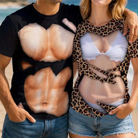 RodyThread Custom 3D Funny Bikini Body Muscle Six Packs Couple Wedding Personalized Full Print T Shirt Custom Ripped Muscle & Bikini Gag Shirts, Matching Honeymoon Shirts 2026 Funny Anniversary Gift
