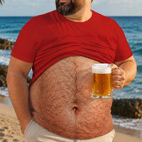 RodyThread Personalized 3D Funny Hairy Belly Body Personalized Full Print Men T-Shirt Custom Name Hairy Chest Beer Belly Gag Gift Tee Bachelor Party Men Outfit 2026 Funny Summer Beach Shirt