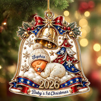 2026 Baby's 1st Christmas Ornament, Custom Name Personalized Newborn Keepsake Gift for New Mom Grand on a hanger, ready to ship from Los Angeles