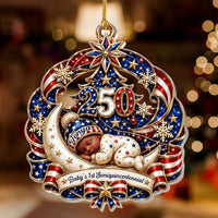 Customer in Los Angeles wearing 2026 Baby's 1st Christmas Ornament, Custom Name Personalized Newborn Keepsake Gift for New Mom Grand