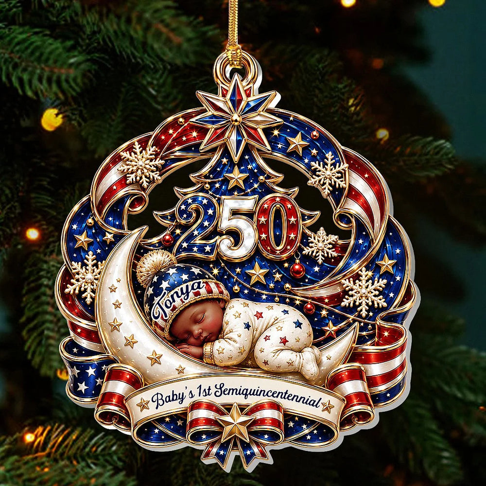 Close-up of 2026 Baby's 1st Christmas Ornament, Custom Name Personalized Newborn Keepsake Gift for New Mom Grand for streetwear fans in Los Angeles