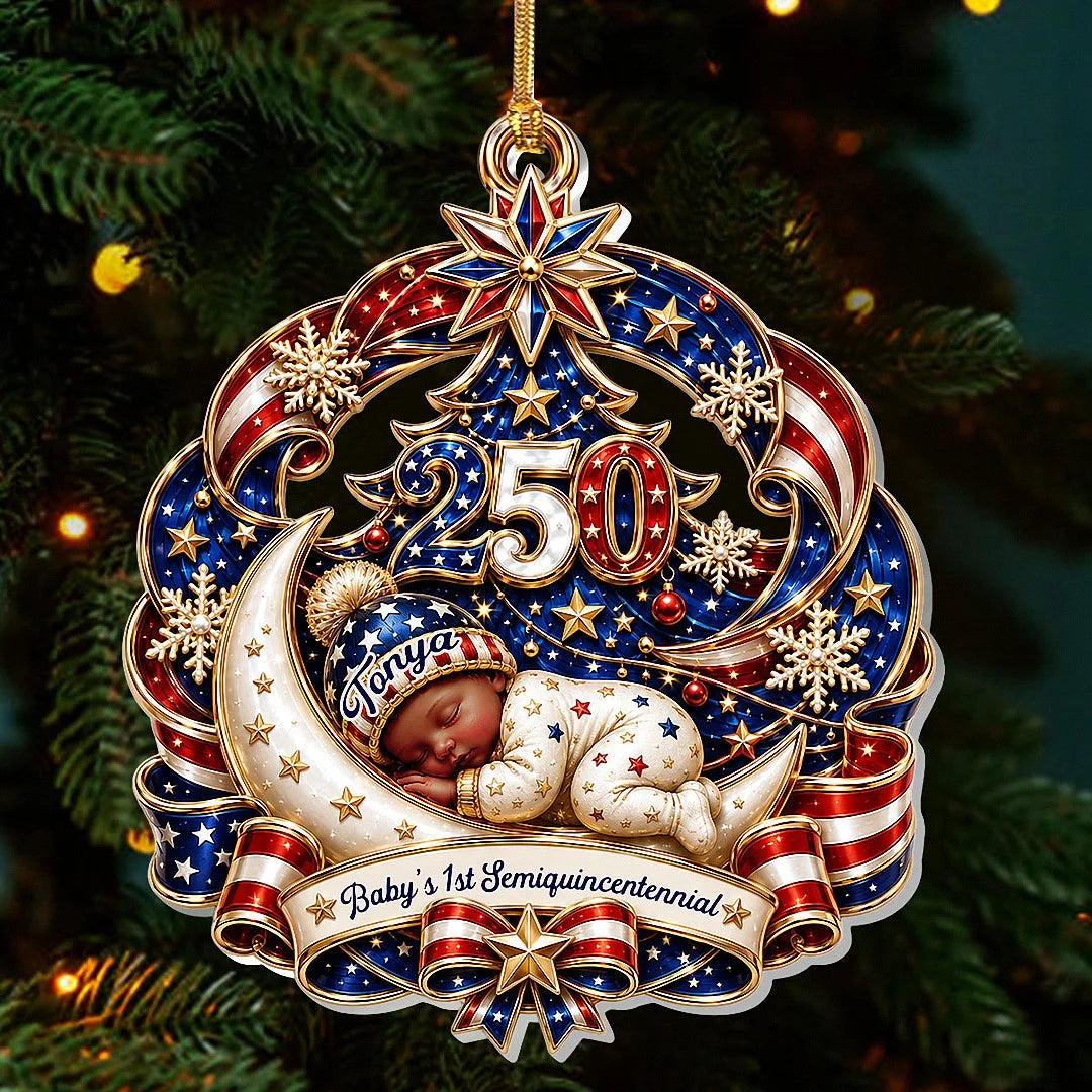 Close-up of 2026 Baby's 1st Christmas Ornament, Custom Name Personalized Newborn Keepsake Gift for New Mom Grand for streetwear fans in Los Angeles