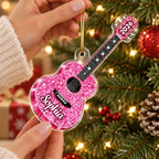 2026 Ornament Personalized Acoustic Guitar Christmas Keepsake, Custom Name Music Lover Holiday Tree