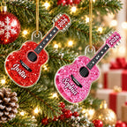 2026 Ornament Personalized Acoustic Guitar Christmas Keepsake, Custom Name Music Lover Holiday Tree