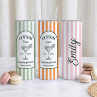 RodyThread Personalized Vacation Tumbler 20oz Skinny Tumbler Bridesmaid Proposal Gift Preppy Italian Summer Amalfi Coast Bachelorette Mint Green Striped Stainless Steel Custom Birthday Cruise Cup Party Last Toast on the Coast Decor