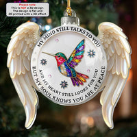 My Mind Still Talks To You But My Soul Knows You Are At Peace Memorial Acrylic Ornament, Bereavement Sympathy Keepsake Gift for Loss of Loved One, White Acrylic with & Red Cardinal Graphic, Wings Spiritual Christmas Tree Decor AST-6239-9804