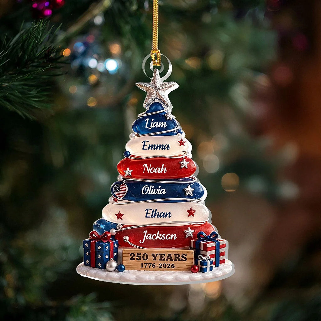 250 Years 1776-2026 Ornament, America 250th Anniversary Patriotic Christmas Decor, Personalized Fami