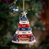 Customer in Los Angeles wearing 250 Years 1776-2026 Ornament, America 250th Anniversary Patriotic Christmas Decor, Personalized Fami