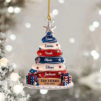 Close-up of 250 Years 1776-2026 Ornament, America 250th Anniversary Patriotic Christmas Decor, Personalized Fami for streetwear fans in Los Angeles