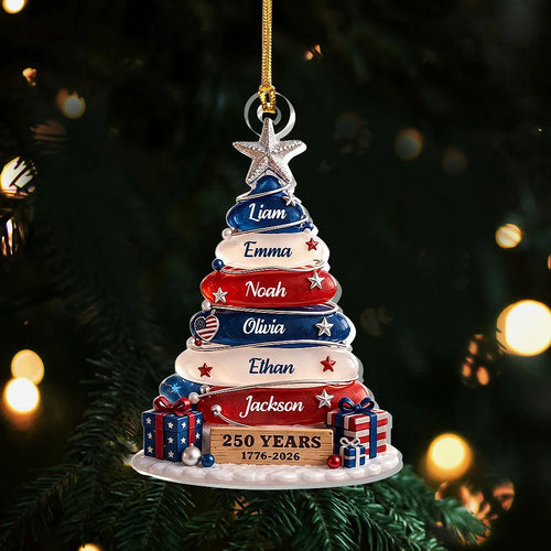 250 Years 1776-2026 Ornament, America 250th Anniversary Patriotic Christmas Decor, Personalized Fami available at our Los Angeles warehouse