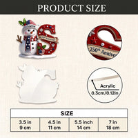 Customer in Los Angeles wearing 250th Anniversary Ornament, Custom Name Snowman Patriotic Christmas Ornament, Personalized America 2