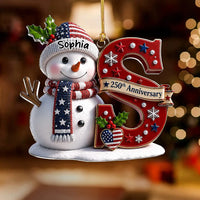 250th Anniversary Ornament, Custom Name Snowman Patriotic Christmas Ornament, Personalized America 2 available at our Los Angeles warehouse