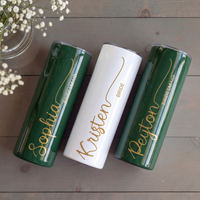 RodyThread Custom Personalized Bridesmaid Proposal Gift 20oz Skinny Tumbler For Bridal Party Minimalist Elegant Aesthetic Dusty Blue And White Insulated Stainless Steel Cup Custom Name Bachelorette Party Favor Gifts Box