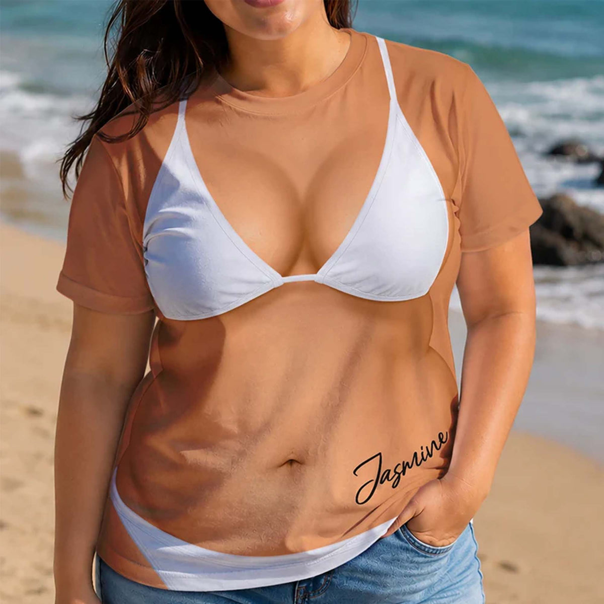 RodyThread Personalized 3D Sexy Bikini T Shirt Bachelorette Bridesmaid Summer Full Print Tee 2026 Cute Whimsical Vacation Outfit Idea