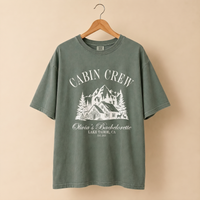 RodyThread Personalized Cabin Crew Matching Bachelorette Shirt Women's Oversized Graphic T-Shirt Outdoorsy Cottagecore Camp Bach Cotton Top Lake Tahoe Bridal Party Last Trail Before The Veil Bride Squad Tee