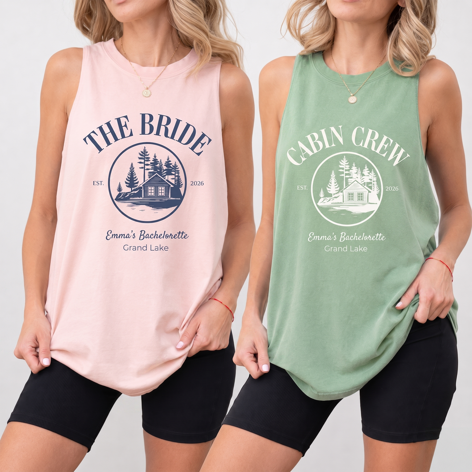 RodyThread Custom Cabin Bachelorette Party Tank Tops for Bride and Bridesmaids Vintage Rustic Outdoorsy Camp Crew Soft Cotton Lake Bachelorette Shirts Mountain Retreat Bridal Trip Matching Group Aesthetic Outfits