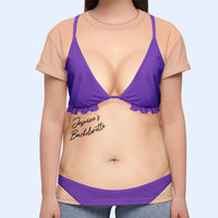 RodyThread Custom 3D Funny Body Disco Bachelorette Bikini Party Personalized Full Print T-Shirt Custom Name Purple Bikini Gag Gift Tee Matching Bridesmaids Squad Outfit 2026 Funny Girls Trip Shirt