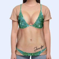 RodyThread Custom 3D Funny Body Disco Bachelorette Bikini Party Personalized Full Print T Shirt Custom Name Disco Ball Bikini Gag Gift Tee Matching Bridesmaid Squad Outfit 2026 Funny Girls Trip Shirt