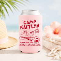 RodyThread Custom Camp Bachelorette Can Coolers & Drink Sleeves for Bridesmaids Girls Weekend Trip Vintage Camp Aesthetic Retro Forest Green Cream Neoprene Personalized Lake Club Bach Party Favors Survival Kit Gifts Adult Summer Camp