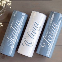 RodyThread Custom Personalized Bridesmaid Proposal Gift 20oz Skinny Tumbler For Bridal Party Minimalist Elegant Aesthetic Dusty Blue And White Insulated Stainless Steel Cup Custom Name Bachelorette Party Favor Gifts Box