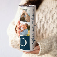 RodyThread Custom Personalized Dad Photo Collage Skinny Tumbler With Straw For Fathers Grandpas Modern Sentimental Family Aesthetic Sage Green Stainless Steel Custom Kids Names Cup Fathers Day Gift Insulated Travel Drinkware