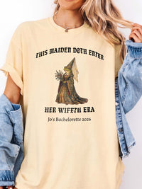 RodyThread Custom Medieval Frog Bachelorette Shirt for Bride Squad Goblincore Ren Faire Aesthetic Graphic Tee. Funny Wifeth Era Vintage Oversized T-Shirt Feral Bride Last Knight Out Meme Bachelorette Party Top Idea