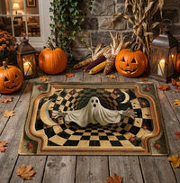 3D Ghost Optical Illusion Halloween Doormat, Spooky Checkerboard Hole Porch Mat, Haunted House Decor available at our Los Angeles warehouse