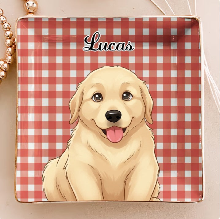 Cat Illustration Ceramic Trinket Tray, Cute Kitten Jewelry Holder & Ring Dish, Personalized Vanity Catchall Tray, Cat Lover Gift