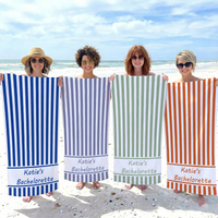 RodyThread Custom Name Striped Beach Towel For Women Bride And Bridesmaids Preppy Coastal Cabana Blue And White Pool Towel Vacation Gift Personalized Color Bachelorette Party Favors Summer Beach Girls Trip Accessories Decor