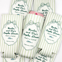 RodyThread Personalized Summer Lake Party Bachelorette Weekend Favors Slim Can Coolers Drink Sleeve Bridesmaids Girls Coastal Preppy Camp Vibe Blue White Striped Waterproof Neoprene Custom Birthday Bulk Gifts Seltzer Holders Last Toast Coast (Copy)