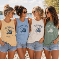RodyThread Custom Cabin Bachelorette Party Tank Tops for Bride and Bridesmaids Vintage Rustic Outdoorsy Camp Crew Soft Cotton Lake Bachelorette Shirts Mountain Retreat Bridal Trip Matching Group Aesthetic Outfits