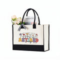 RodyThread Personalized Not My Problem Anymore Retired Est 2026 Canvas Tote Bag for Women Mom Coworker Retro Groovy Floral Funny Natural Cotton Canvas Black Trim Retirement Party Gifts Custom Name Beach Travel Shoulder Bag