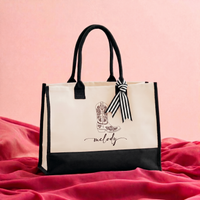 RodyThread Custom Cowgirl Tote Bag Canvas Tote Bag For Bridal Party Women Western Nashville Bachelorette Aesthetic Beige Black Two Tone Canvas Cotton Bride Squad Souvenir Gift Southern Belle Bridesmaid Proposal Favor Personalized Name Boot Design