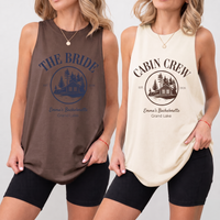 RodyThread Custom Cabin Bachelorette Party Tank Tops for Bride and Bridesmaids Vintage Rustic Outdoorsy Camp Crew Soft Cotton Lake Bachelorette Shirts Mountain Retreat Bridal Trip Matching Group Aesthetic Outfits