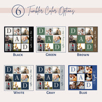 RodyThread Custom Personalized Dad Photo Collage Skinny Tumbler With Straw For Fathers Grandpas Modern Sentimental Family Aesthetic Sage Green Stainless Steel Custom Kids Names Cup Fathers Day Gift Insulated Travel Drinkware