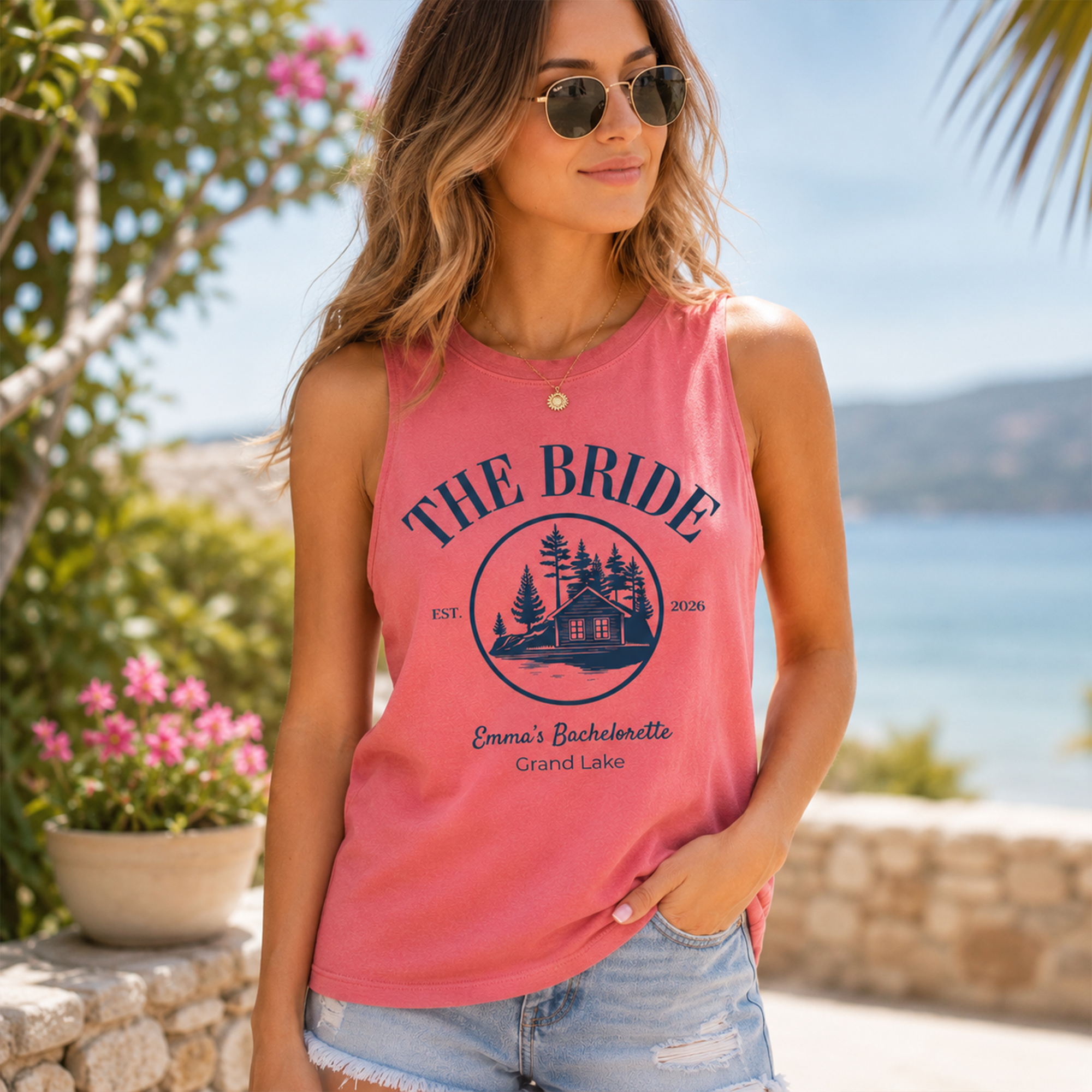 RodyThread Custom Cabin Bachelorette Party Tank Tops for Bride and Bridesmaids Vintage Rustic Outdoorsy Camp Crew Soft Cotton Lake Bachelorette Shirts Mountain Retreat Bridal Trip Matching Group Aesthetic Outfits