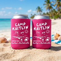 RodyThread Custom Camp Bachelorette Can Coolers & Drink Sleeves for Bridesmaids Girls Weekend Trip Vintage Camp Aesthetic Retro Forest Green Cream Neoprene Personalized Lake Club Bach Party Favors Survival Kit Gifts Adult Summer Camp
