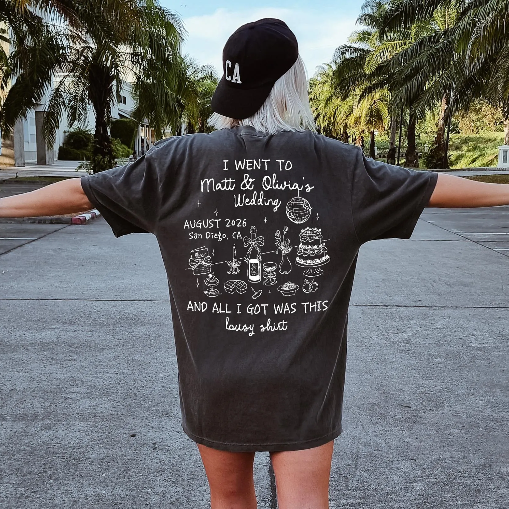 RodyThread Personalized Custom Wedding Favor Shirts Funny Wedding T Shirt Toss For Bridal Party Guests Funny Retro Oversized Cream Cotton Tee Newly Wed Gift Bachelorette Party Lousy Shirt Meme Souvenir Apparel Customized Name Date Event