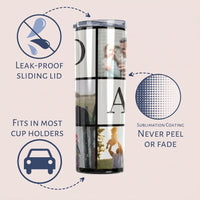 RodyThread Custom Personalized Dad Photo Collage Skinny Tumbler With Straw For Fathers Grandpas Modern Sentimental Family Aesthetic Sage Green Stainless Steel Custom Kids Names Cup Fathers Day Gift Insulated Travel Drinkware