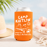 RodyThread Custom Camp Bachelorette Can Coolers & Drink Sleeves for Bridesmaids Girls Weekend Trip Vintage Camp Aesthetic Retro Forest Green Cream Neoprene Personalized Lake Club Bach Party Favors Survival Kit Gifts Adult Summer Camp