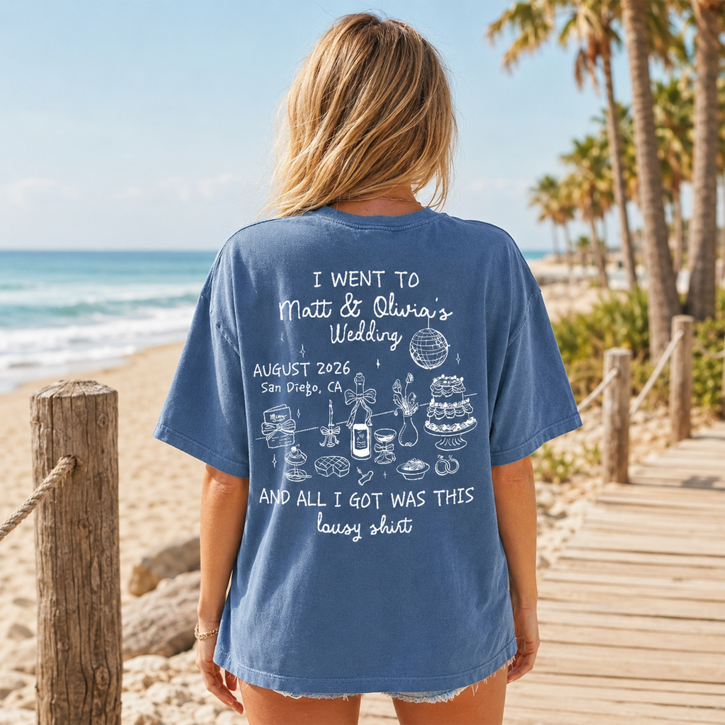 RodyThread Personalized Custom Wedding Favor Shirts Funny Wedding T Shirt Toss For Bridal Party Guests Funny Retro Oversized Cream Cotton Tee Newly Wed Gift Bachelorette Party Lousy Shirt Meme Souvenir Apparel Customized Name Date Event