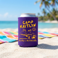 RodyThread Custom Camp Bachelorette Can Coolers & Drink Sleeves for Bridesmaids Girls Weekend Trip Vintage Camp Aesthetic Retro Forest Green Cream Neoprene Personalized Lake Club Bach Party Favors Survival Kit Gifts Adult Summer Camp