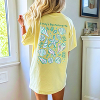 RodyThread Custom Seashell Bachelorette Party Oversized Doubled Size T-Shirt For Bridal Squad Coastal Chic Seafoam Green Cotton Graphic Tee Last Toast On The Coast Beach Bride Bridesmaid Favors Matching Group Outfits Seashells And Wedding Bells